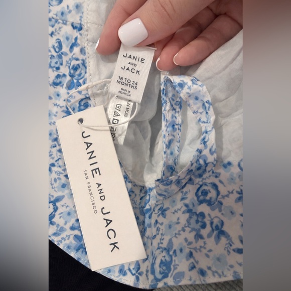 NWT Janie and Jack Blue Floral Bow Sunhat Girls 18-24 months - Picture 5 of 5